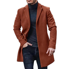 Woolen Winter Coat Fashion Lapel Single Breasted Style CoatMen's Woolen Winter Coat Fashion Lapel Single Breasted Style Coat