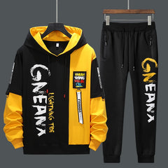 Piece Streetwear Hip Hop Fashion SuitMen's Casual Long Sleeve Hooded Two Piece Streetwear Hip Hop Fashion S