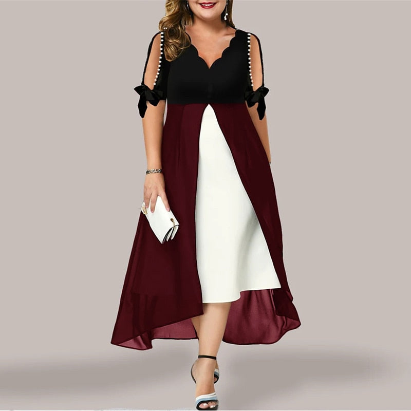 -Neck Dress Casual Solid Loose Party DressWomen&