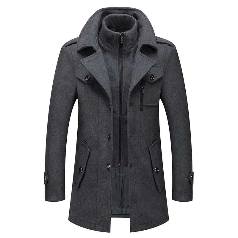 Fashion Slim Fit Winter Wool Trench Coats Middle Long Jacket
