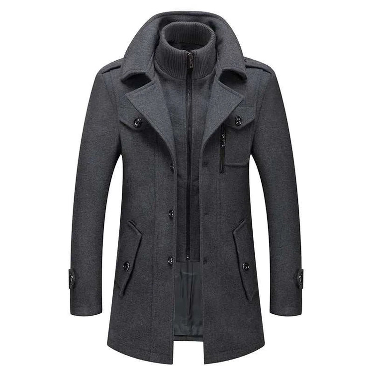 Fashion Slim Fit Winter Wool Trench Coats Middle Long Jacket