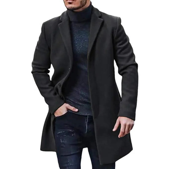 Woolen Winter Coat Fashion Lapel Single Breasted Style CoatMen&
