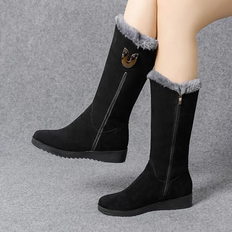Warm Chelsea High Fur Boots Women Winter ShoesWarm Chelsea High Fur Boots Women Winter Shoes