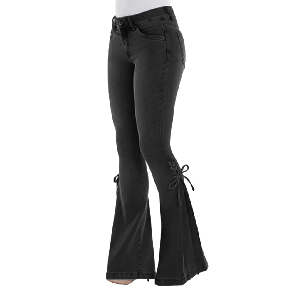Mid Waisted Stretch Flare Jeans Women&