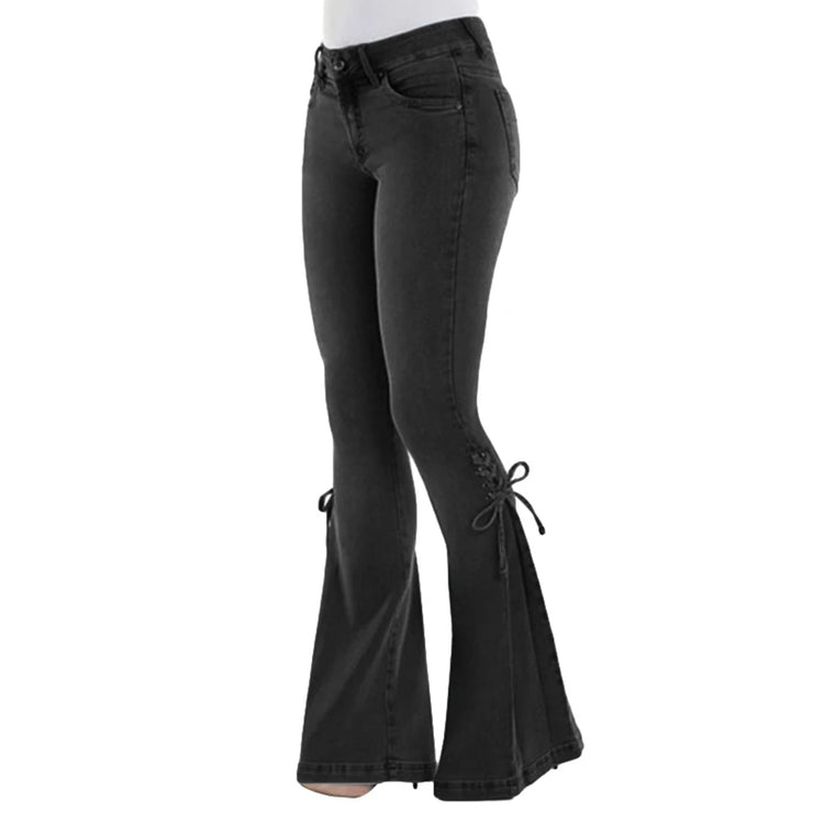 Mid Waisted Stretch Flare Jeans Women&
