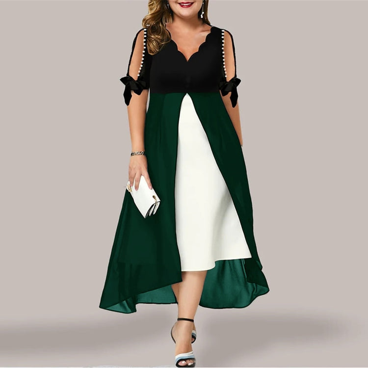 -Neck Dress Casual Solid Loose Party DressWomen&