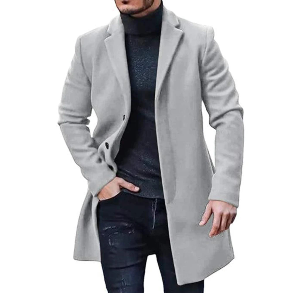 Woolen Winter Coat Fashion Lapel Single Breasted Style CoatMen&