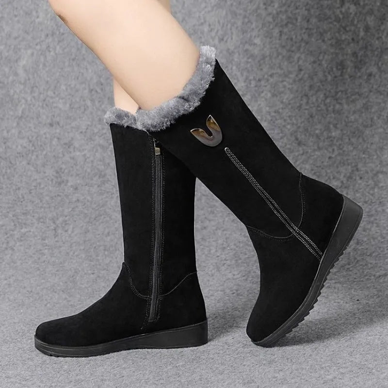 Warm Chelsea High Fur Boots Women Winter ShoesWarm Chelsea High Fur Boots Women Winter Shoes
