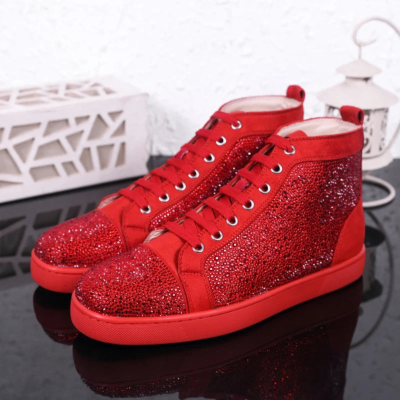 Personality genuine leather women'Personality genuine leather women's men's shoes hot diamond lace