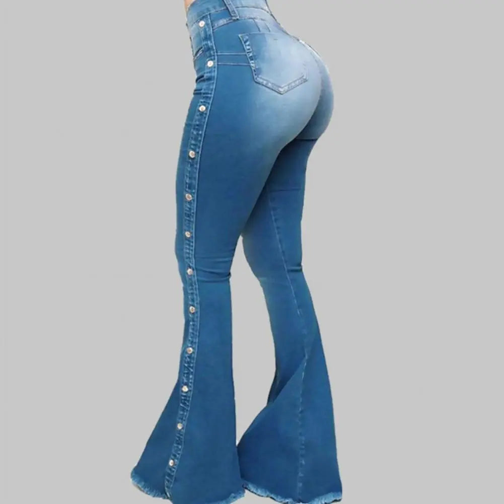 Mid Waisted Stretch Flare Jeans Women'Mid Waisted Stretch Flare Jeans Women's Denim Pants Wide Leg