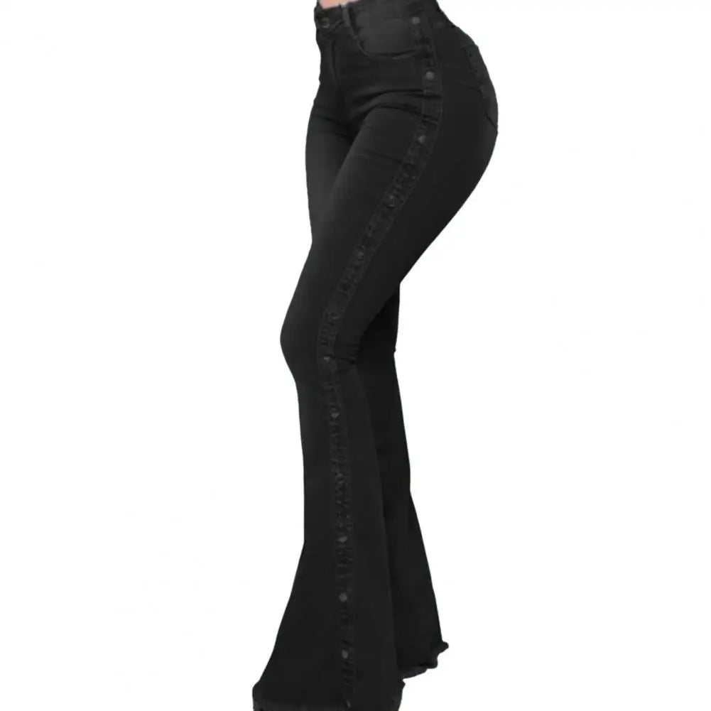 Mid Waisted Stretch Flare Jeans Women'Mid Waisted Stretch Flare Jeans Women's Denim Pants Wide Leg