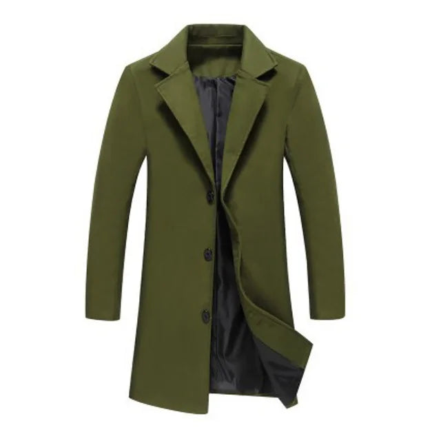 Woolen Coats Solid Color Single BreastedAutumn Winter Fashion Men's Woolen Coats Solid Color Single Breasted