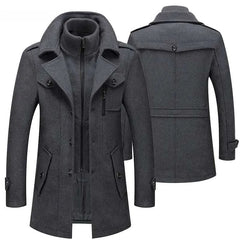 Fashion Slim Fit Winter Wool Trench Coats Middle Long Jacket