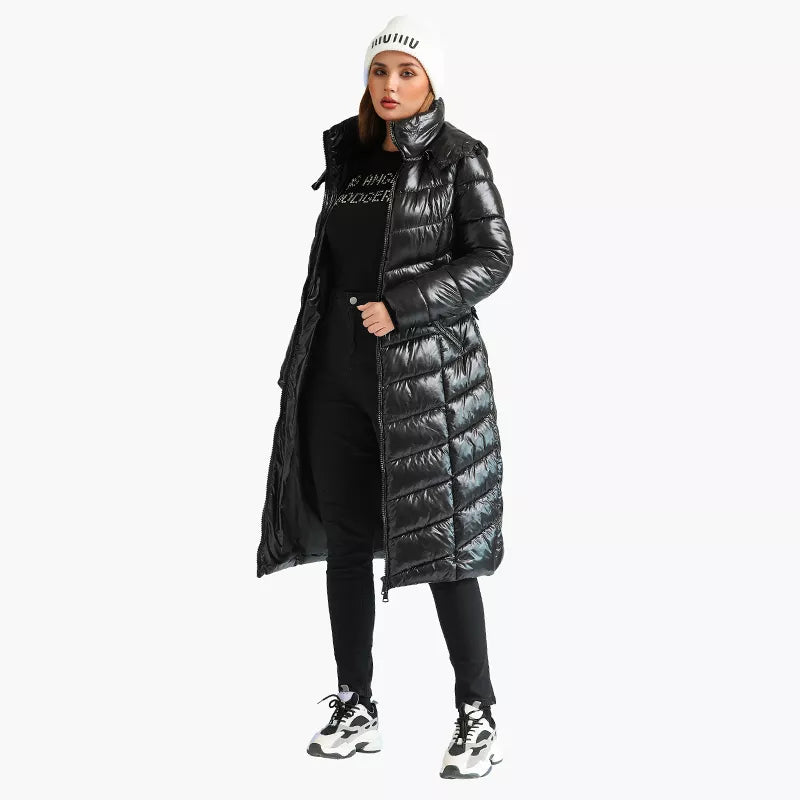 Coats Black Thick Warm Puffer JacketsWindproof Long Parkas Women's Coats Black Thick Warm Puffer Jackets