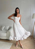 Elegant Ruffle Solid Sling Long Dress