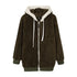 Jacket Loose Plush Zipper Hooded JacketNew Style Autumn Winter Women&