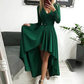 Floral Lace Dresses Ladies Elegant Party Dresses Swing Prom Evening Gowns - Acapparelstore