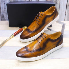 Luxury Men's Leather latex Shoes Cushioned Elastic Casual Shoes