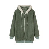 Jacket Loose Plush Zipper Hooded JacketNew Style Autumn Winter Women&