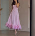 Elegant Ruffle Solid Sling Long Dress