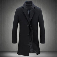 Woolen Coats Solid Color Single BreastedAutumn Winter Fashion Men's Woolen Coats Solid Color Single Breasted
