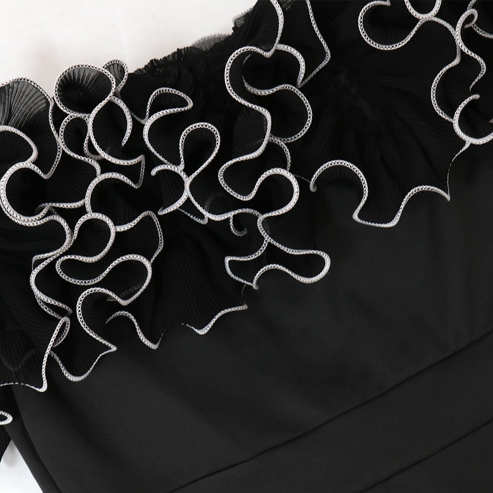 Shoulder Jumpsuit Cascading Ruffles Wide Leg JumpsuitVintage Women Off Shoulder Jumpsuit Cascading Ruffles Wide Leg Jumpsui