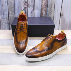 Luxury Men's Leather latex Shoes Cushioned Elastic Casual Shoes