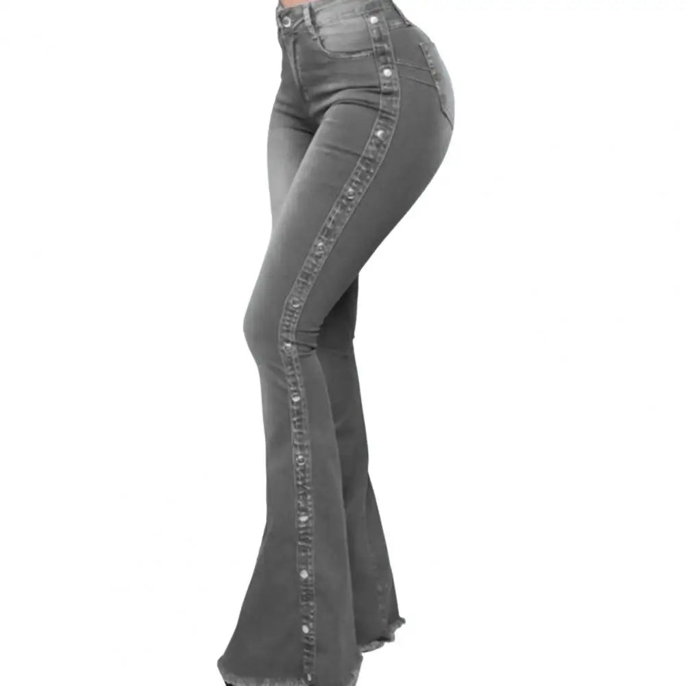 Mid Waisted Stretch Flare Jeans Women'Mid Waisted Stretch Flare Jeans Women's Denim Pants Wide Leg