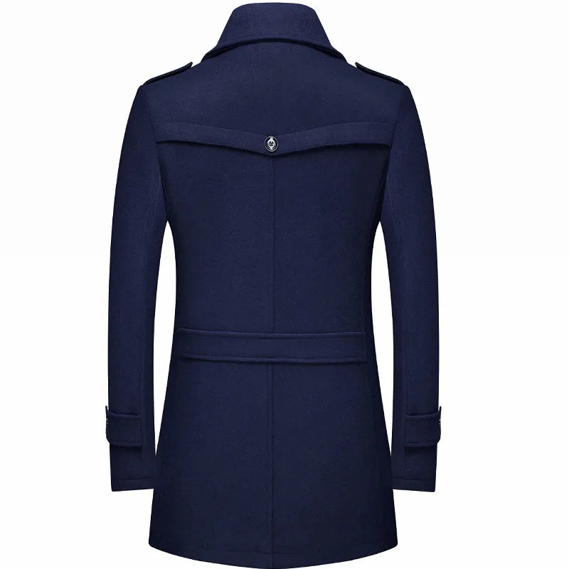 Woolen Coats Fashion Thicken Mid Length Winter Trench JacketMen's Woolen Coats Fashion Thicken Mid Length Winter Trench Jacket