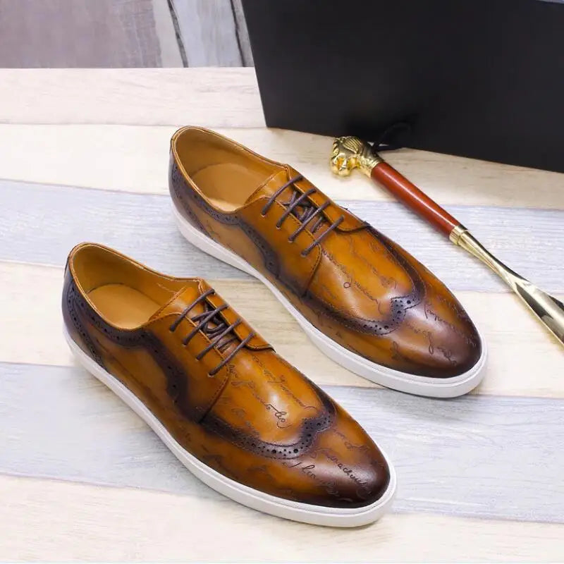 Luxury Men's Leather latex Shoes Cushioned Elastic Casual Shoes