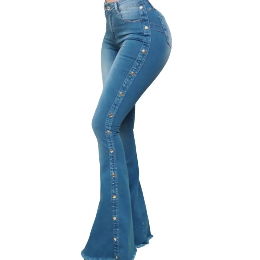 Mid Waisted Stretch Flare Jeans Women'Mid Waisted Stretch Flare Jeans Women's Denim Pants Wide Leg