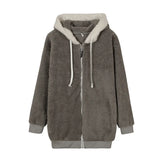 Jacket Loose Plush Zipper Hooded JacketNew Style Autumn Winter Women&