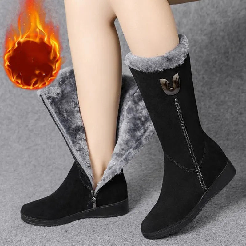 Warm Chelsea High Fur Boots Women Winter ShoesWarm Chelsea High Fur Boots Women Winter Shoes