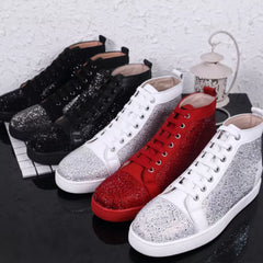 Personality genuine leather women'Personality genuine leather women's men's shoes hot diamond lace