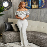 Shoulder Jumpsuit Cascading Ruffles Wide Leg JumpsuitVintage Women Off Shoulder Jumpsuit Cascading Ruffles Wide Leg Jumpsui