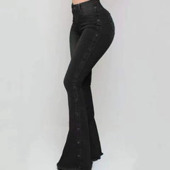 Mid Waisted Stretch Flare Jeans Women'Mid Waisted Stretch Flare Jeans Women's Denim Pants Wide Leg