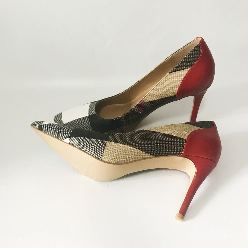 Striped Style Soft Pumps Shoes Match Big Handbag SetsWomen&