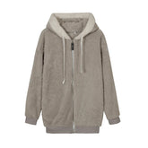 Jacket Loose Plush Zipper Hooded JacketNew Style Autumn Winter Women&