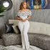 Shoulder Jumpsuit Cascading Ruffles Wide Leg JumpsuitVintage Women Off Shoulder Jumpsuit Cascading Ruffles Wide Leg Jumpsui