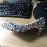Silver Crystal Wedding Shoes Rhinestone Pearl Beaded ShoesWomen&