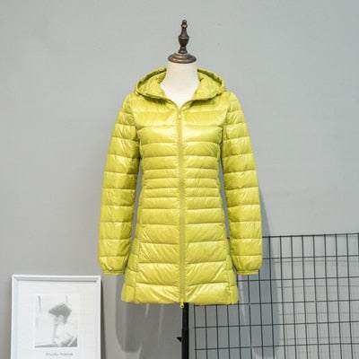 Jackets Women'Long Down Jackets Women's Ultra-Light Hooded Duck Down Coat