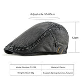 Simple Washed Denim Berets Unisex Hat Spring Summer Peaked Flat Cap  - Acapparelstore