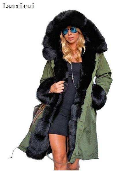 Parka Coats Thick Large Fur Collar Hooded Warm Coatwomen's Parka Coats Thick Large Fur Collar Hooded Warm Coat