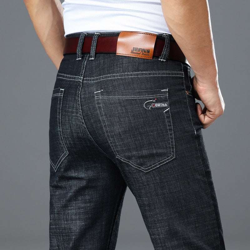 Spring Autumn Men's Business Jeans Brand Heavyweight Denim - Acapparelstore