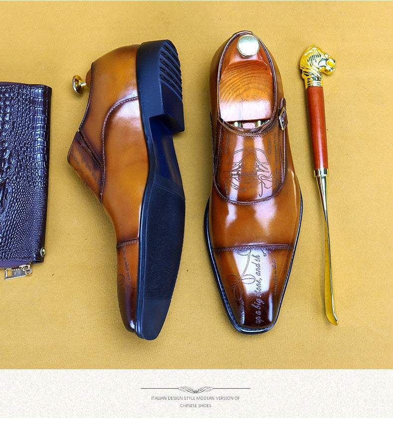 Oxford Shoes Handmade Buckle Men'Monk Strap Men's Oxford Shoes Handmade Buckle Men's Shoes