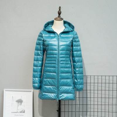Jackets Women'Long Down Jackets Women's Ultra-Light Hooded Duck Down Coat