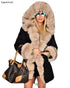 Parka Coats Thick Large Fur Collar Hooded Warm Coatwomen&