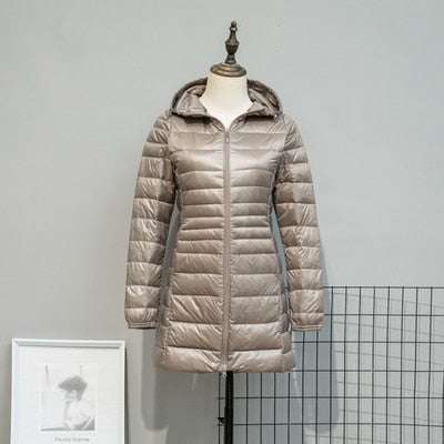 Jackets Women'Long Down Jackets Women's Ultra-Light Hooded Duck Down Coat
