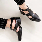 PU Leather Hollow High Heels Shoes Buckle Strap ClosedMen&