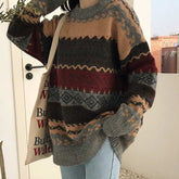 Vintage Sweater Women Knitted Pullovers Striped Winter Streetwear - Acapparelstore